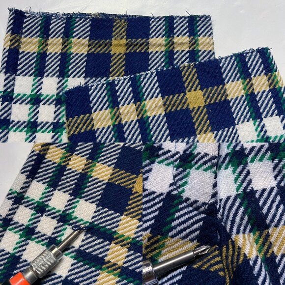 70s vintage plaid print pants acrylic tartan pattern Japan straight leg. - Picture 6 of 8